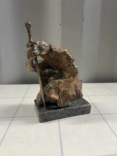 Vintage bronze kneeling knight - vintage,