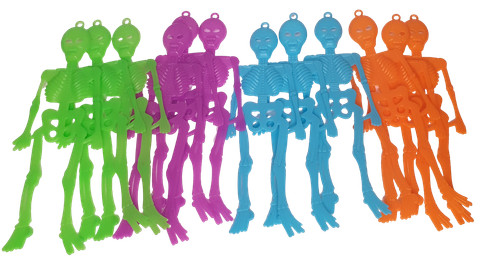 48x colourful plastic skeleton - colourful,