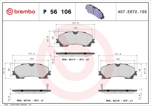 Brembo 106 brake pad - brembo, set