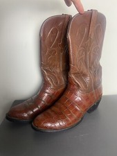 Vintage Lucchese Alligator Crocodile Western Cowboy boots Brown 9 D USA 43 eu