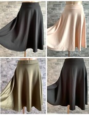 Ladies Plus Size Skater Full Circle Swing Knee Length Skirt Size 10-30