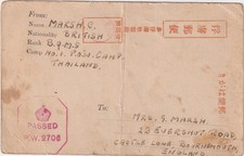 WW2 Far East POW Thailand Imperial Japanese Army Card to Bournemouth Censored
