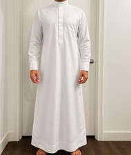 White Saudi Thobe | Japanese Cotton | Tailored Fit