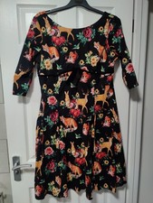 Hell Bunny 3xl 20 Hermeline Dress Full Black Woodland 50s Autumn Animals