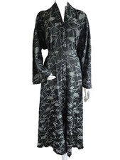 Ladies Winter Open Printed Umbrella Abaya/Jilbab/Dress in Black/Sage 52-58 (U04)