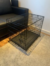 Small Dog Crate Folding Black Metal Sturdy Pet Kennel 24x17x19 Inch