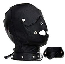 Unisex Genuine Leather Gimp Mask Hood with Blindfold And Gag Adult Bondage BDSM