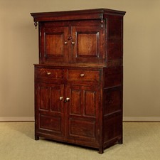 Antique 18th.c. Welsh Oak Cwpwrdd Deuddarn Cupboard Dresser c.1750