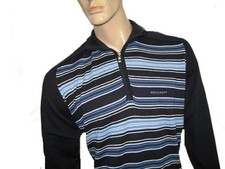 BNWT - ROCKPORT Zip Neck Striped Jumper  Navy Blue   Large