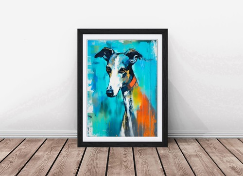 Colourful whippet dog - dog, print