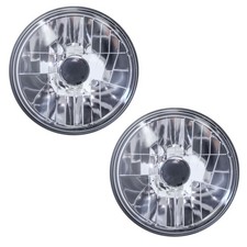 2x Round 7" Headlights RHD H4 for Classic Car Clear Crystal Glass Lens 