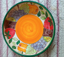 Spanish Pottery Serving/Fruit Dish 9" Diameter 2" Deep