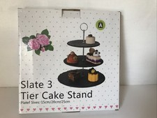 3 Tier Natural Slate Cake Stand Afternoon Tea Wedding Plates Party Tableware