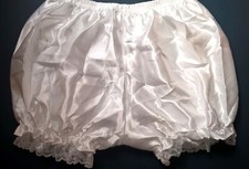 Very Sexy White SATIN FRENCH Bloomer Shorts Knickers CD TV Sissy 30" - 38" +