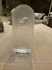 Lalique France Crystal Kneeling Madonna And Child Statue Plaque Beautiful Mint