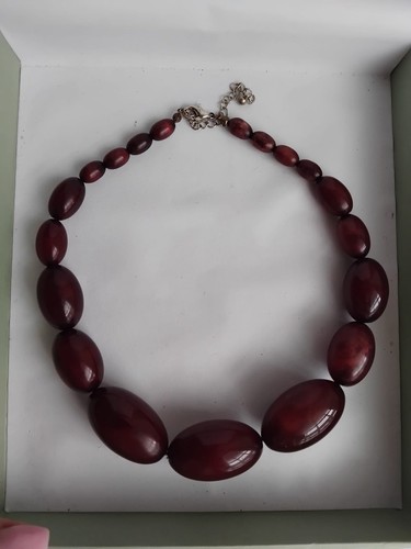 Bakelite olive bead necklace - bead,