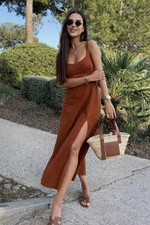ZARA LINEN BLEND MIDI DRESS