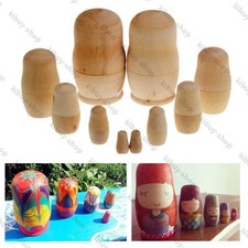 2 Set 5x Unpainted DIY Blank Wooden Embryos Russian Nesting Dolls Matryoshka Toy