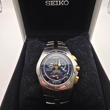 SEIKO ARCTURA KINETIC CHORNOGRAPH MENS WATCH 7L22-0AF0 STEEL AUTOMATIC WITH BOX.