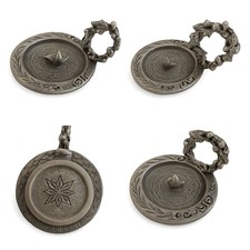 Vintage Sybarite Mini Pewter Chamberstick Candle Holder 2" Base Wreath Handle