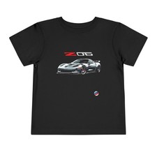 Corvette Z06 Silver Front Graphic Toddler T-Shirt Muscle Car Kids Tee