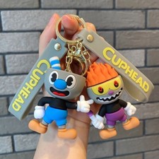 Game Cuphead Mugman 3D Toy Keychain Keyrings Cartoon PVC Pendants Gift