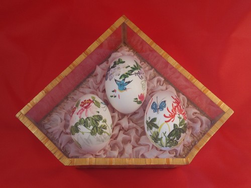 Chinese painted egg cased - painted,