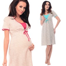 Purpless Maternity Hearts/Spots Print/Plain Maternity & Nursing Nightdress 4044n