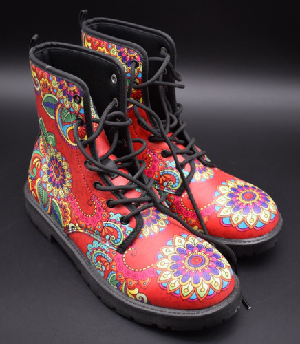 Red funky paisley mandala - funky,