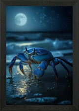 Blue Crab at Night Framed Wall