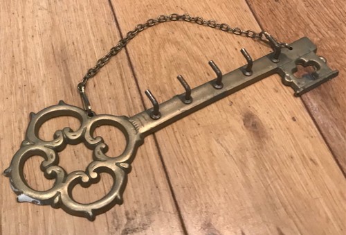Vintage brass key holder - key,