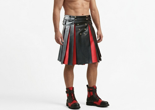 Mens black red leather - black,