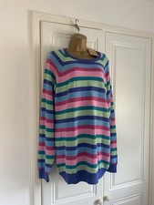 Cotton Traders Cotton Striped Knit Jumper Blue Pink Mix BNWT 2XL Nice Present