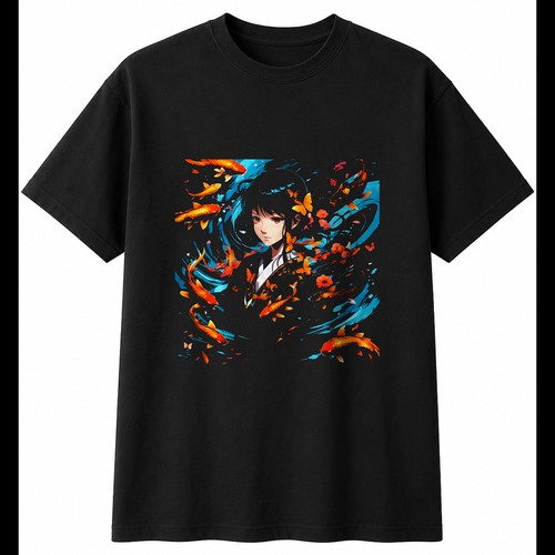Koi butterfly anime sea - koi, ocean