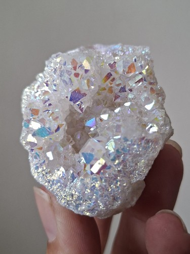 Angel aura quartz geode half