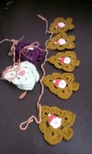 Handmade  Knitted Crochet Christmas Tree Decoration bunting Garlands x3 set of 5