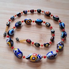 Vintage Millefiori Murano Venetian Italy Art Glass Beaded Necklace Jewellery