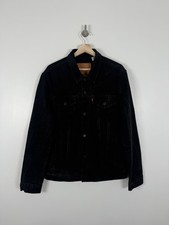 Levis Denim Jacket Size Large Mens Black Trucker Jean Boxy Coat  Cotton Red Tab