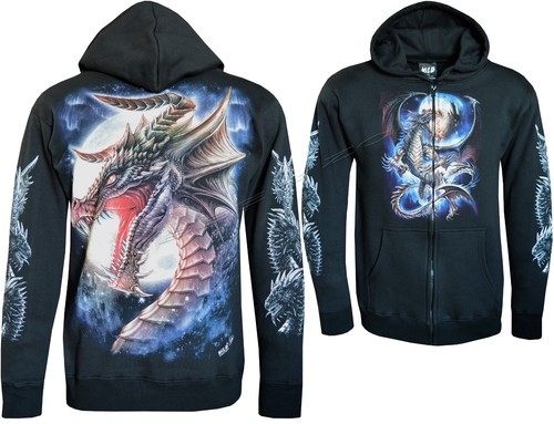 Zip hoodie majestic dragon - up,