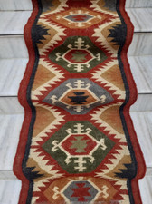 Handmade Long Kilim Runner Rug Custom Hallway Jute Wool Carpets Geometric Mats