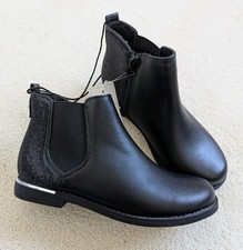 F&F Girls NEW Black Chelsea Boots Size UK 2 BNWT Tu Matalan Next H&M