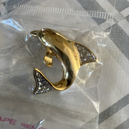 Dolphin brooch with diamond - dolphin,