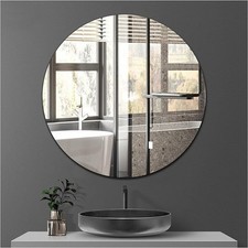 40/50/60cm Round Bathroom Mirror Frameless Clear Glass Mirror Wall Mounted﻿