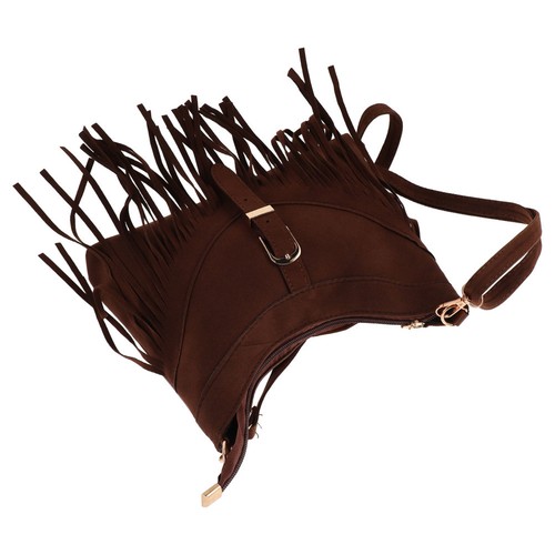 Fringe purse retro suede - ,
