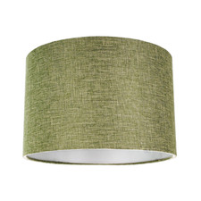 Contemporary Olive Green Plain Linen Fabric 10" Drum Lamp Shade 60w Maximum b...