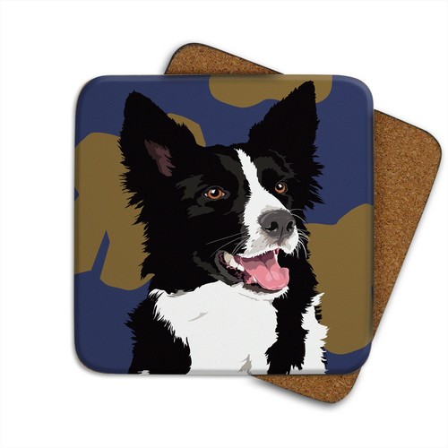 Border collie coaster leslie - border, |
