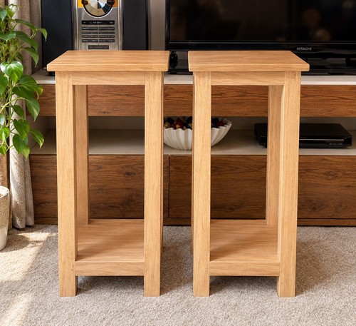 Pair solid wood pedestal plant - pair,