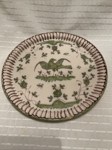 Antique plate green birds - green,