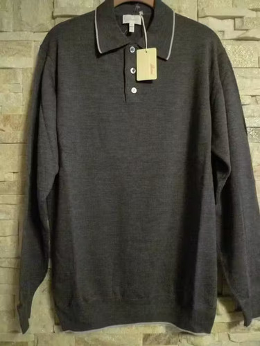 Brioni gray polo sweather - gray,