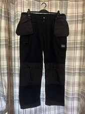 Trojan Tradesman Black Work Trousers 40R Holster Pockets Knee Pad Holders (D)